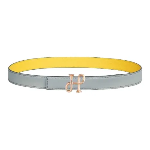 HERMES Телячья кожа Кожаные ремни Женские Серо-желтый Ширина 2,4CM