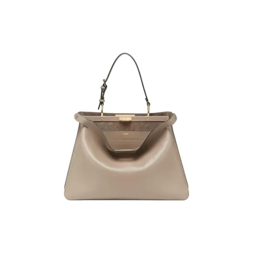 FENDI Peekaboo Телячья кожа Сумка Большая Женская Голубино-серый