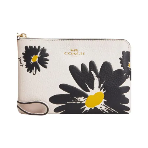 COACH Wristlet Зернистая кожа личи кожа клатч маленький женский мел разноцветный