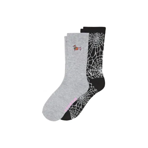 Victoria's Secret 2 шт Паук Intarsia Хэллоуин/Черный + Серый Женские MID Носки до икры
