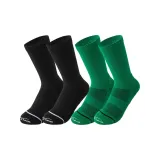 Черный + Зеленый Профессиональный Crew Носки Скакалка Универсальные Спортивные Носки [Набор из 2 пар Упаковка]