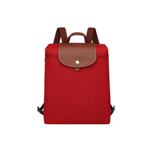 LONGCHAMP Le Pliage Переработанный холст с кожей Комбинированный рюкзак Стандартный Женский Красный