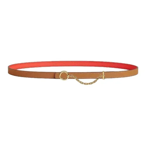 HERMES Телячья кожа Кожаные ремни Женские Натуральный черный Норка Ширина 1,3 см