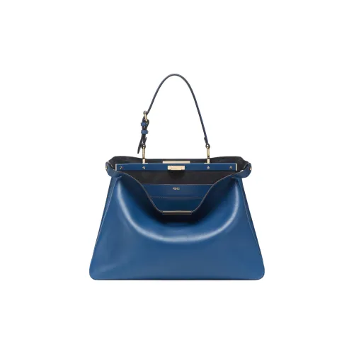 FENDI Peekaboo Телячья кожа Сумка Большая Женская Синяя
