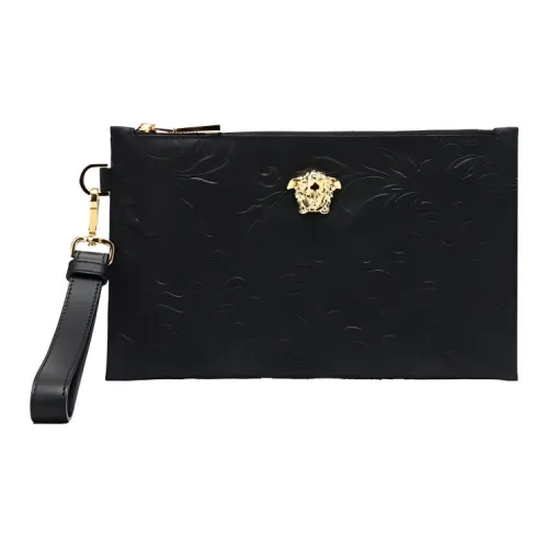 VERSACE Коровья кожа Коммутирование Монетница Клатч Мужской Черный