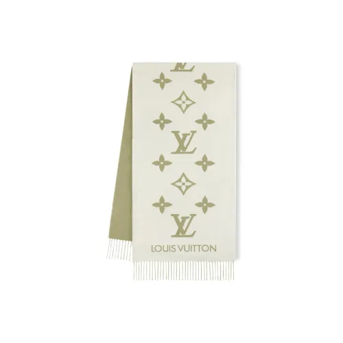 LOUIS VUITTON Вязаные шарфы Женские Бежевый Светло-зеленый