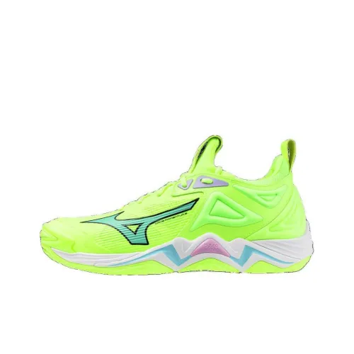 Mizuno Wave Momentum 3 противоскользящие устойчивые к истиранию низкий топ кроссовки для тренировок мужской зеленый желтый