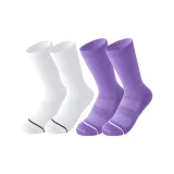Белый+Фиолетовый Профессиональные носки Crew Скакалка Универсальные спортивные носки [2 упаковки]