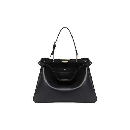 FENDI Peekaboo Телячья кожа Сумка Большая Женская Черная