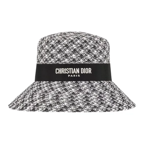 DIOR Вискоза Шляпы ведра Женские Черный и Белый Солома