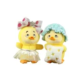 Парный набор (Светло-синяя шляпа с уткой + Шарф с узором "горох" и уткой)