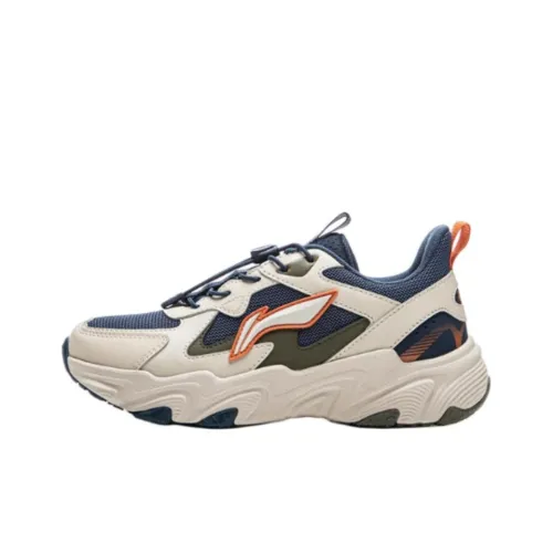 LINING YOUNG Sports Life Collection Устойчивый к истиранию Легкий Амортизация Низкий Топ KIDS Lifestyle Shoes Бежевый Синий