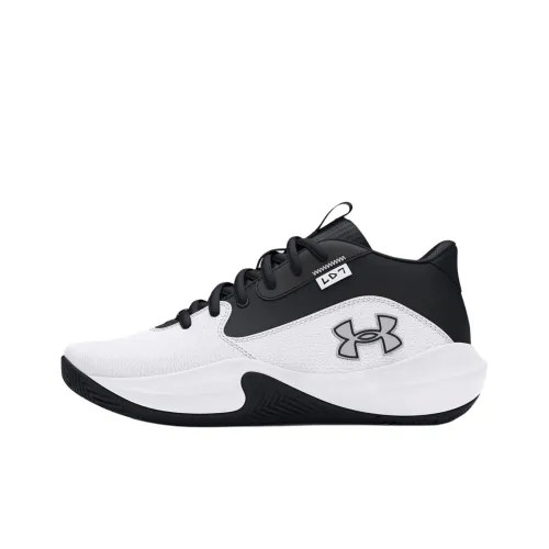 Under Armour Lockdown 7 Детские баскетбольные кроссовки Низкий топ Белый Черный Школьный возраст