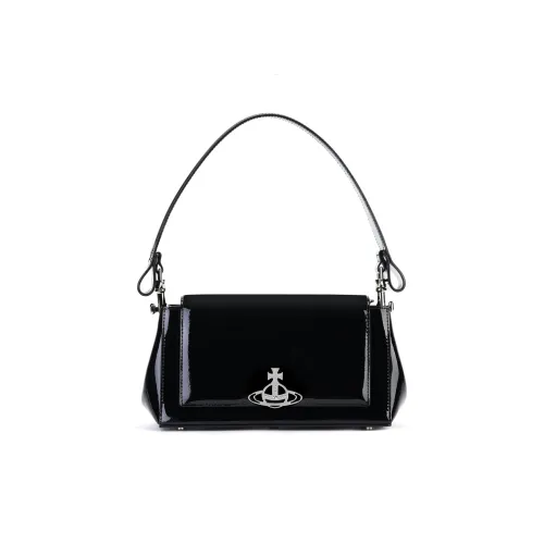 Vivienne Westwood Hazel Коровья кожа Сумка на плечо Сумка-багет Сумка через плечо Средний Женский Черный