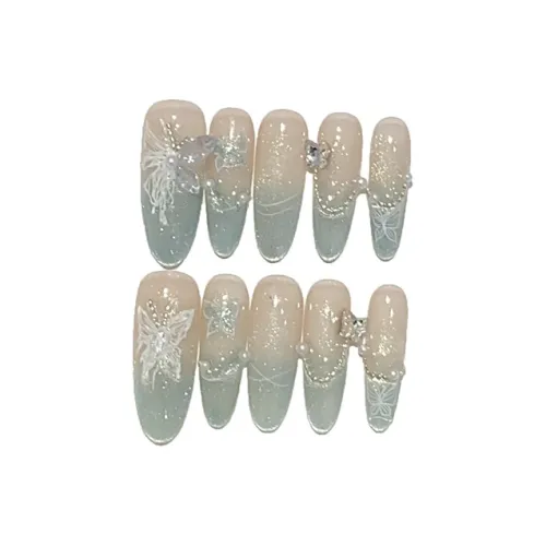 XIBI Лето Свежий Мятный манбо Сплав Бабочка False Nail Короткий LADDER Блестки с Pure Glittery SHINE 15mm