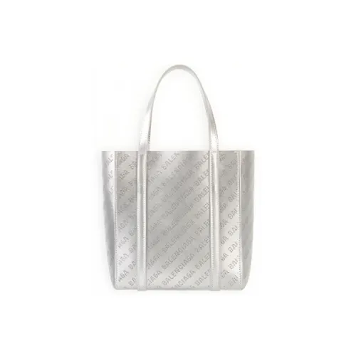 Balenciaga Повседневная Металлическая Поверхность Коровья Кожа Тоут Сумка Сумка для покупок Сумка Женская Серебряная