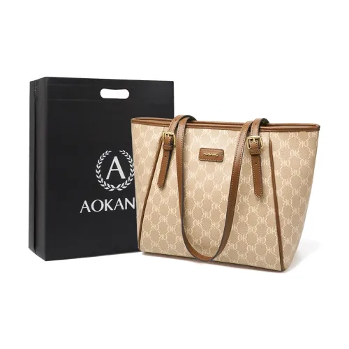 AOKANG PVC Тоут Сумка Сумка через плечо Тоут Сумка Сумка для мамы Сумка для учебы Большая женская кофейно-коричневая кремово-абрикосовая