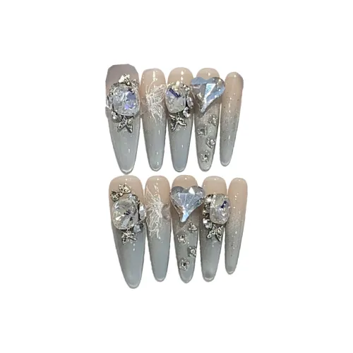 XIBI Блестящий Сплав Бабочка Ромб False Nail Короткий Трапеция Накладка Flashing