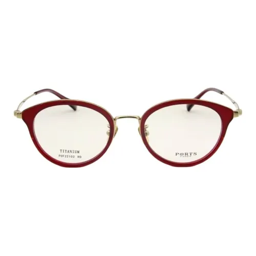PORTS Титан Овал Оправы для очков Женские Красно-золотой