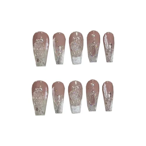 XIBI Прозрачный Камелия Осветляющий False Nail Короткий LADDER Блестки Сияние Pure And Ethereal 15мм