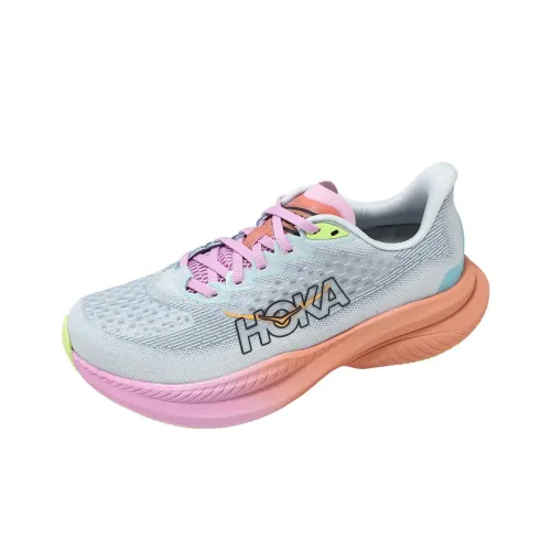 HOKA ONE ONE MACH 6 Противоскользящий Устойчивый к износу Низкий Топ Повседневные Беговые кроссовки Женские Серый Розовый Апельсин