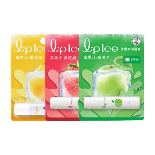 Mentholatum Смешанные Фрукты Ледяные Бальзамы для губ Успокаивающие и Укрепляющие Лимон 3,5г+Клубника 3,5г+Яблоко 3,5г