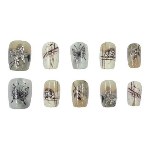 MAXFINE Original Handmade Ручная работа Рисунок Чернила Бабочка Фальшивая ногть Короткий 14мм