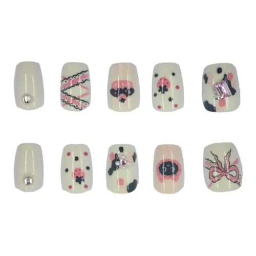 MAXFINE Original Handmade Ручная работа Рисунок Милый Котенок Фальшивый Ногтей Короткий Квадратный Милый 10 шт Пара 14 мм
