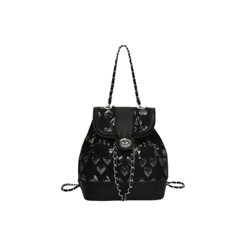 NOMK ПУ (полиуретан) Сумка через плечо Сумка Рюкзак Женская Черная Серебряная