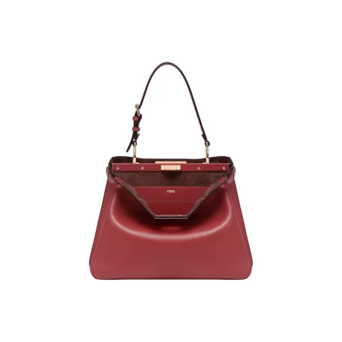 FENDI Peekaboo Телячья кожа Сумка через плечо сумка среднего размера женская красная