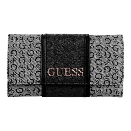 GUESS Покрытый холст Кошелек Женские Черный Серый