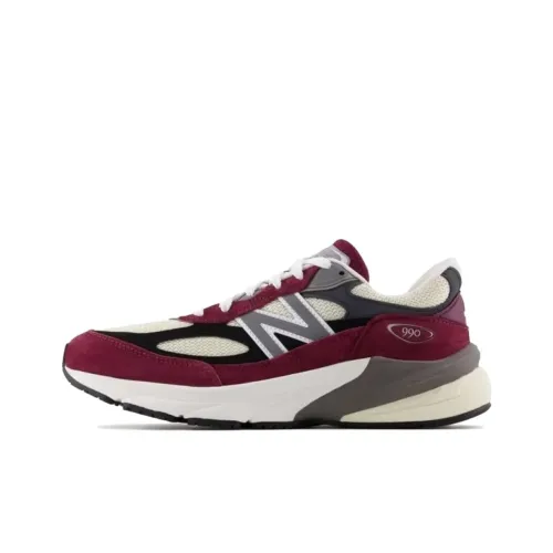 New Balance NB 990 V6 Устойчивые к истиранию Низкие Беговые кроссовки Унисекс Коричневый Красный