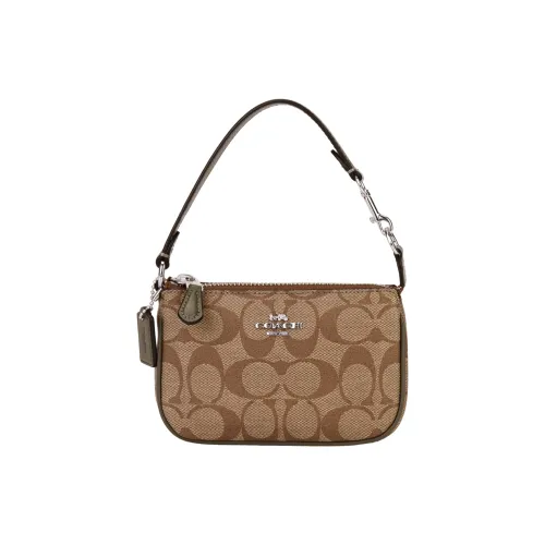 COACH Nolita Покрытие Холст Кожа Маленькая Сумка Сумка через плечо Клатч Кошелек Маленький Женский Темно-коричневый Многоцветный