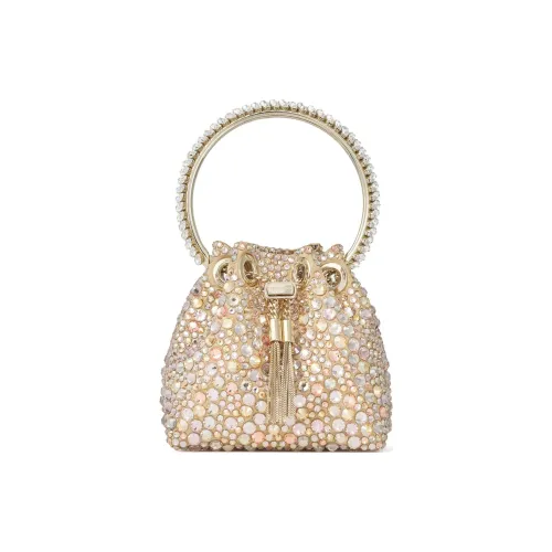 Jimmy Choo Телячья кожа Ведрообразная сумка Сумка через плечо Сумка для женщин Золото