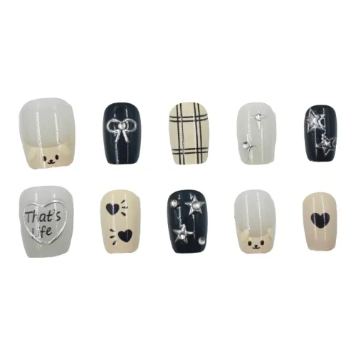 MAXFINE Original Handmade Ручная работа 3D-эффект Щенок False Nail Короткий Квадрат Cute Cartoon 10 шт пара 14 мм