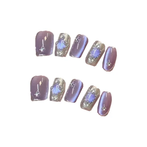 XIBI Фиолетовый Brun Bucciarati False Nail Короткий LADDER Блестки Сияние 15 мм