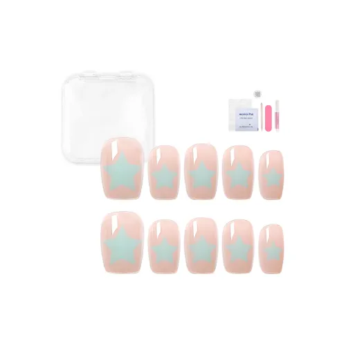 Yun Yue Joe Лето Ледяной синий Звезды Кошачий глаз Розовый Свежий False Nail Короткий LADDER 15mm