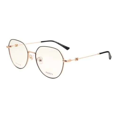 PORTS Alloy Oval Eyeglass Frames Women's Black Gold