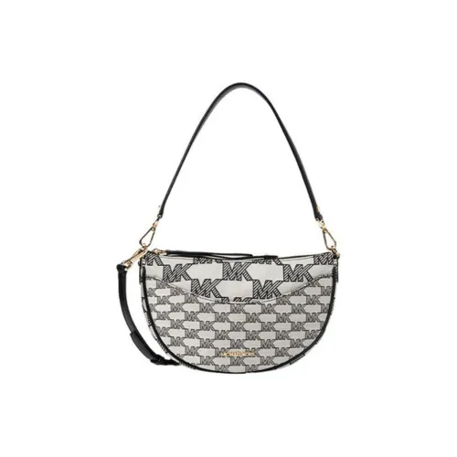 MICHAEL KORS Ткань Saddle Сумка Плечевая Сумка Портативная Сумка через плечо Сумка среднего размера Женская Серый и Черный