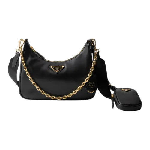 PRADA Кожа Полумесяц Сумка Портативная Сумка через плечо Мини Женский Черный