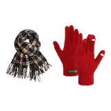 Черный шарф + красные перчатки