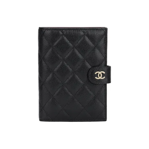 CHANEL Кошелек из коровьей кожи держатель для паспорта маленький женский черный