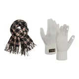 Черный шарф + белые перчатки