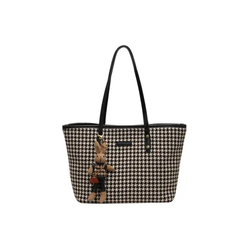 morellybear Клетчатая ткань Сумка через плечо Стандартная Женская Черная Коричневая
