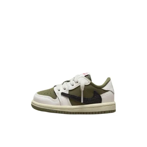 Travis Scott x Jordan Air Jordan 1 Slip-resistant Abrasion-resistant Low Top Детские баскетбольные кроссовки