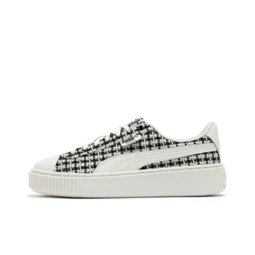 PUMA Платформа Устойчивые к истиранию Низкие Кроссовки для скейтбординга Женские Белые Черные