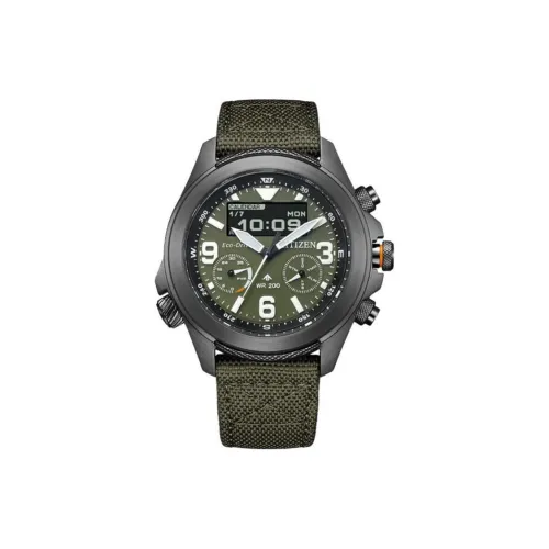 CITIZEN PROMASTER Series Светильник Кварцевый механизм Нейлоновый ремешок Часы Мужские Зеленый циферблат