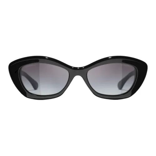 CHANEL Ацетат Rhinestone Cat Eye Sunglasses Unisex Black