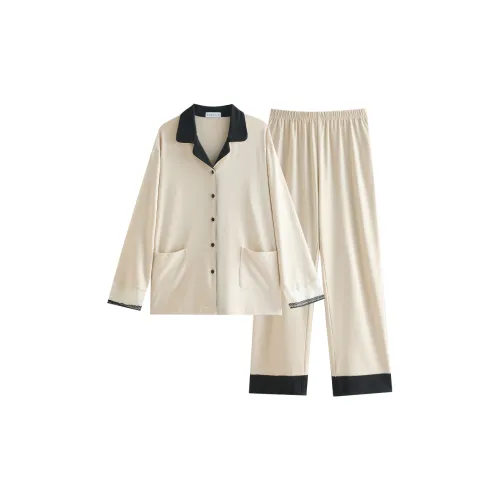 Same Language Пижамный комплект Женские Абрикосовый Кремовый Черный