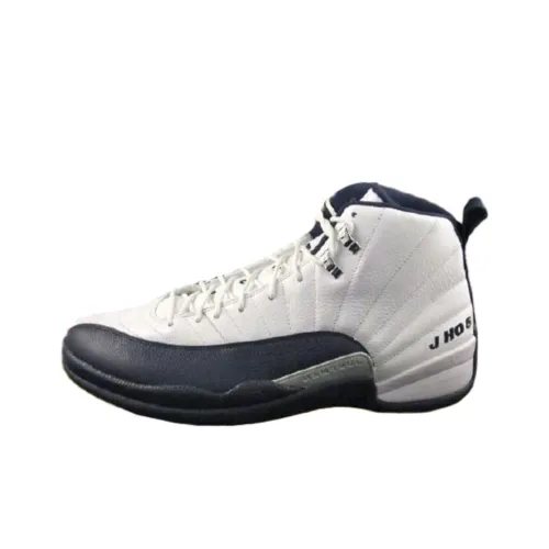 Jordan Air Джордан 12 Противоскользящие устойчивые к истиранию высокие топы Винтажные баскетбольные кроссовки Унисекс Белый Черный